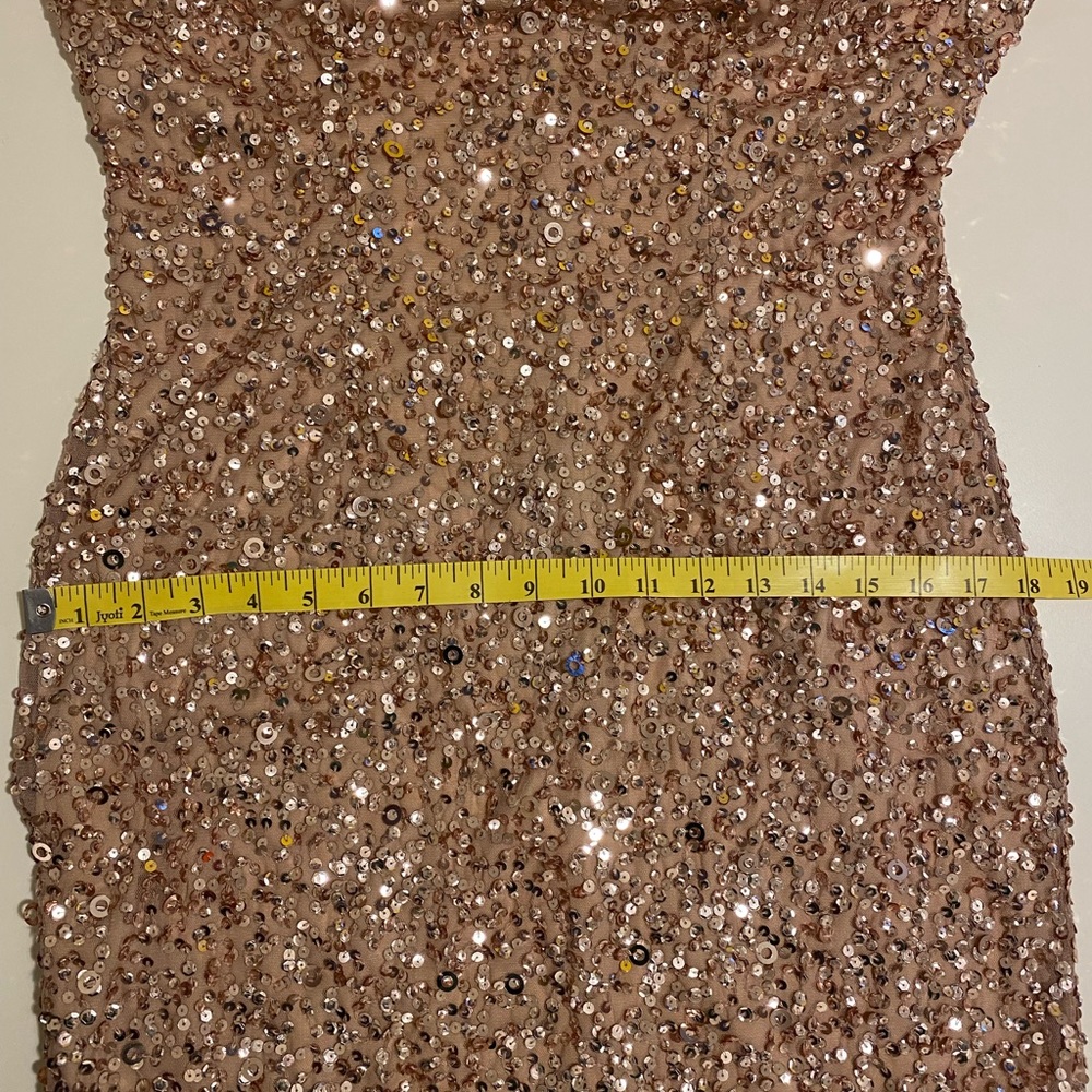 Adrianna Papell Rose Gold Sequin Sheath Dress 10 - Picture 8 of 8